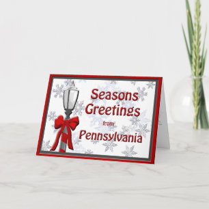 Pennsylvania Frohen Festtage Lamp Snowflakes Feiertagskarte