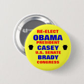 Pennsylvania für Obama Casey Brady Button (Vorne & Hinten)