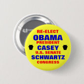 Pennsylvania für Obama Casey Schwartz Button (Vorne & Hinten)