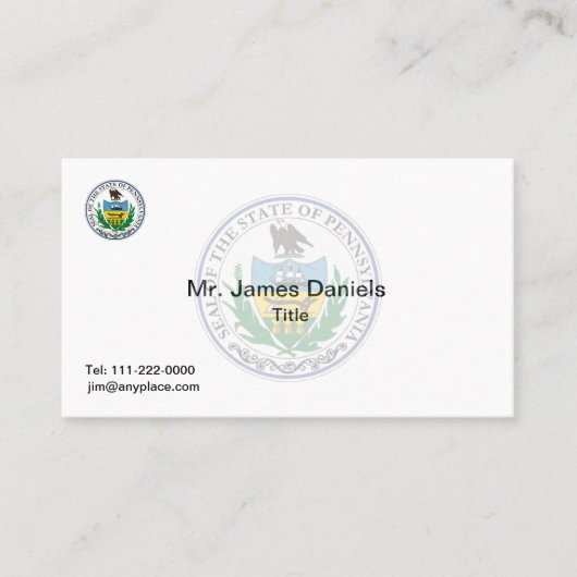 Pennsylvania Great Siegel Visitenkarte (Vorderseite)