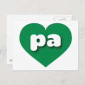 Pennsylvania - Grünes Herz - I Liebe pa Postkarte (Vorne/Hinten)
