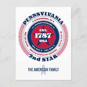 Pennsylvania, Harrisburg PA, Patriotic Monogram Postkarte