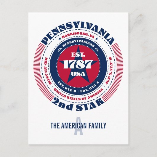 Pennsylvania, Harrisburg PA, Patriotic Monogram Postkarte (Vorderseite)