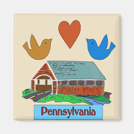 Pennsylvania Heart Bird, koloniale Brücke Magnet (Vorne)