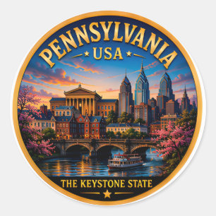 Pennsylvania Historische Skyline von Philadelphia Runder Aufkleber