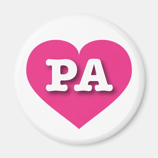 Pennsylvania Hot Pink Heart - I Liebe PA Magnet (Vorne)