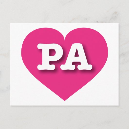 Pennsylvania Hot Pink Heart - I Liebe PA Postkarte (Vorderseite)
