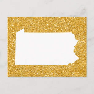 Pennsylvania in weißem und goldenem Glitter Postkarte