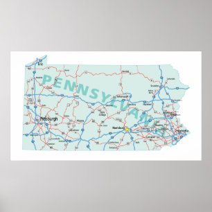Pennsylvania Interstate Map drucken Poster