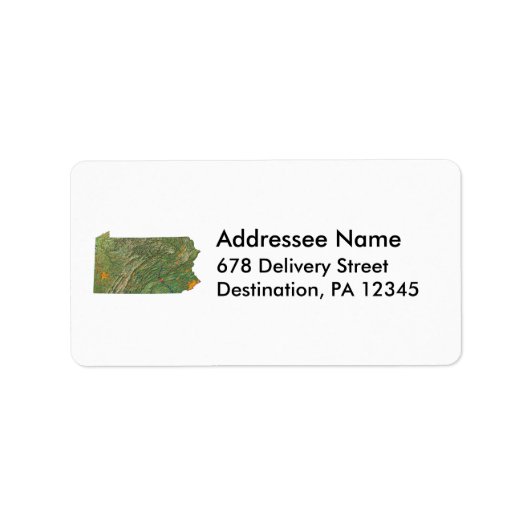 Pennsylvania Karte Adressaufkleber (Vorne)