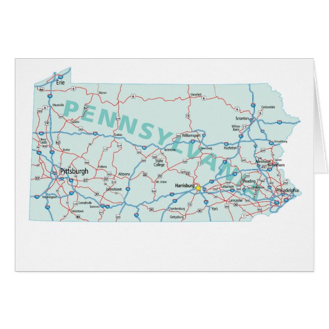 Pennsylvania Karte Blank Card (Vorderseite (Horizontal))