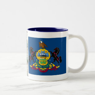 Pennsylvania-Karte und Staats-Flagge Zweifarbige Tasse