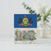 Pennsylvania Karte und Staatsflagge (Stehend Vorderseite)