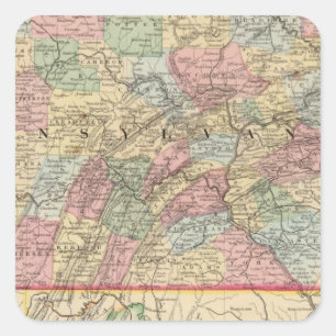 Pennsylvania Karte von Mitchell Quadratischer Aufkleber