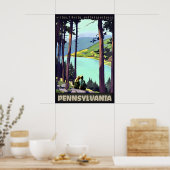 Pennsylvania Keystone Junge Mädchen und Hund Reise Poster (Küche)