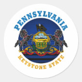 PENNSYLVANIA KEYSTONE STAAT FLAG RUNDER AUFKLEBER (Vorderseite)