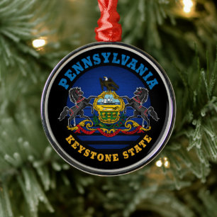 PENNSYLVANIA KEYSTONE STAATLICHE FLAG-KRAWATTE ORNAMENT AUS METALL