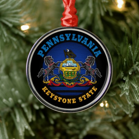 PENNSYLVANIA KEYSTONE STAATLICHE FLAG-KRAWATTE ORNAMENT AUS METALL (Baum)