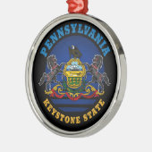 PENNSYLVANIA KEYSTONE STAATLICHE FLAG-KRAWATTE ORNAMENT AUS METALL (Links)