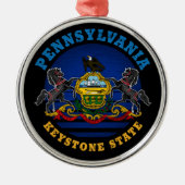 PENNSYLVANIA KEYSTONE STAATLICHE FLAG-KRAWATTE ORNAMENT AUS METALL (Vorne)