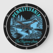 Pennsylvania Keystone State Covered Bridge  Große Wanduhr (Vorderseite)