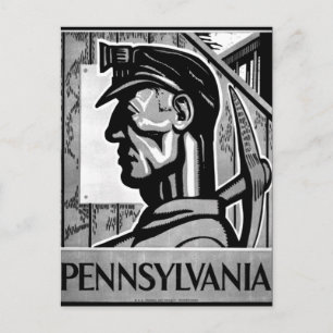 Pennsylvania Kohleposter WPA 1938 Postkarte