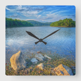 "Pennsylvania Lakeside"  Quadratische Wanduhr