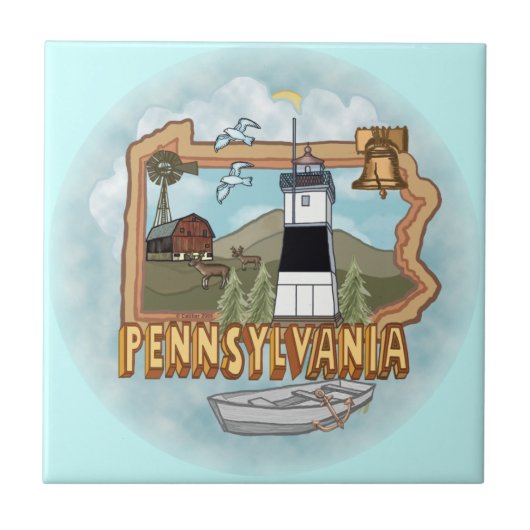 Pennsylvania Leuchtturm Keramik Tile Fliese (Vorderseite)