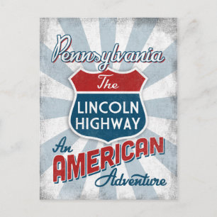 Pennsylvania Lincoln Highway Vintage Amerika Postkarte