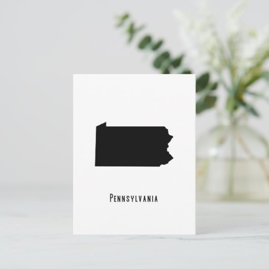 Pennsylvania Map - Schwarz und Weiß Modernste Postkarte (Stehend Vorderseite)