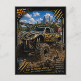 Pennsylvania Monster Truck Geländekunst Postkarte