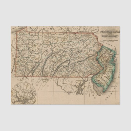 Pennsylvania, New-Jersey Seidenpapier (Vorderseite)
