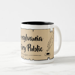 Pennsylvania Notary Public Scroll Feather Quill Zweifarbige Tasse