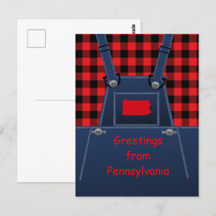 Pennsylvania Overalls Buffalo Kariert Postkarte