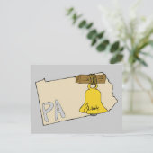 Pennsylvania PA Karte mit Liberty Bell Cartoon Art (Stehend Vorderseite)