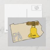 Pennsylvania PA Karte mit Liberty Bell Cartoon Art (Vorne/Hinten)