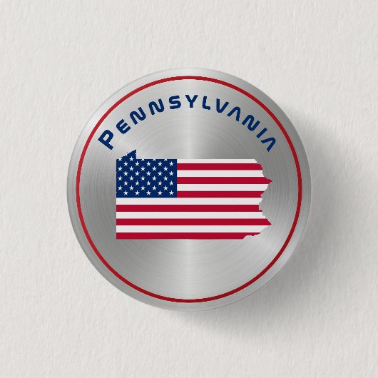 Pennsylvania Patriotic Map American Flag Button (Vorderseite)