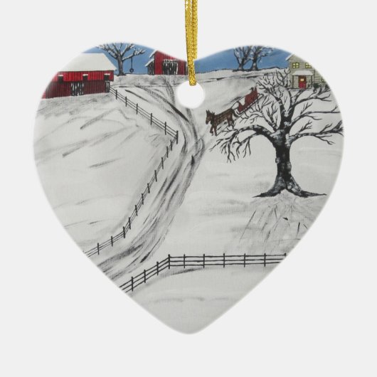 Pennsylvania-Pferdeschlitten-Fahrt Keramik Ornament (Vorne)