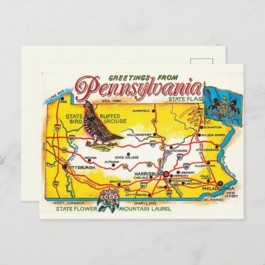 Pennsylvania Postkarte (Vorne/Hinten)