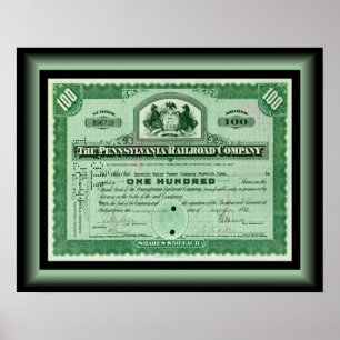 Pennsylvania Railcompany ~ Stock Certificate Poster