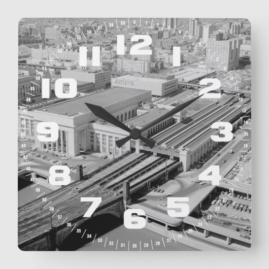 Pennsylvania Railroad 30th St.Station Wall Clock Quadratische Wanduhr (Vorderseite)