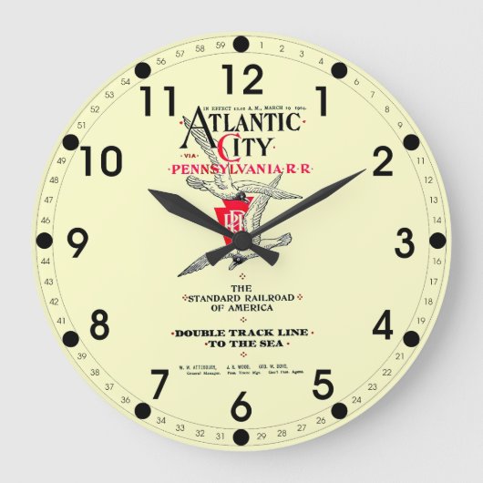 Pennsylvania Railroad Atlantic City Service 1904 Große Wanduhr (Vorderseite)