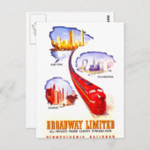 Pennsylvania Railroad Broadway Limited Streamliner Postkarte (Vorne/Hinten)
