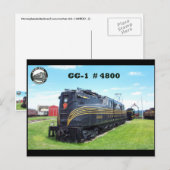 Pennsylvania Railroad Locomotive GG-1 #4800 -2- Postkarte (Vorne/Hinten)