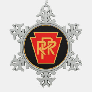 Pennsylvania Railroad-Logo, Schwarz und Gold Schneeflocken Zinn-Ornament