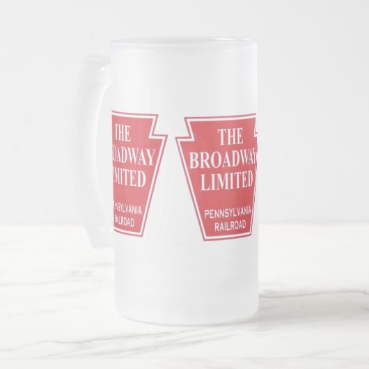 Pennsylvania Railway Broadway Limited Beer Stein Mattglas Bierglas (Vorderseite Links)