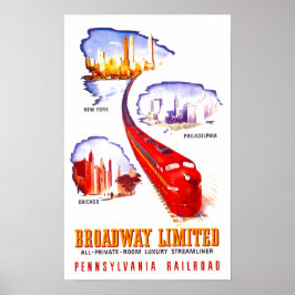 Pennsylvania Railway Broadway Limited Streamliner Poster