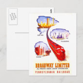 Pennsylvania Railway Broadway Limited Streamliner Postkarte (Vorne/Hinten)