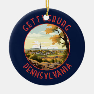 Pennsylvania Retro Distressed Circle Keramik Ornament