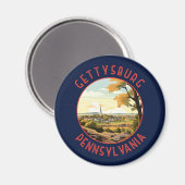 Pennsylvania Retro Distressed Circle Magnet (Vorderseite/Rückseite)